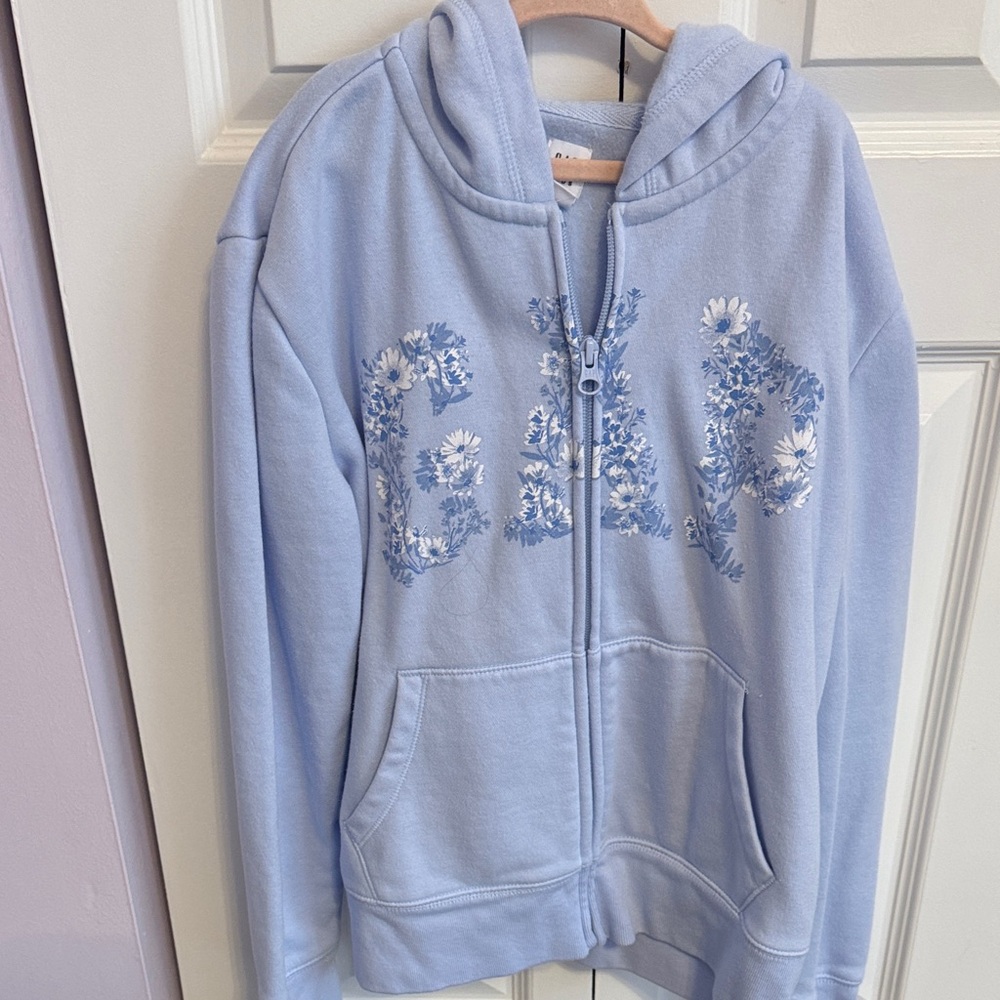 GAP Kids Light Blue Floral Zip-Up Hoodie